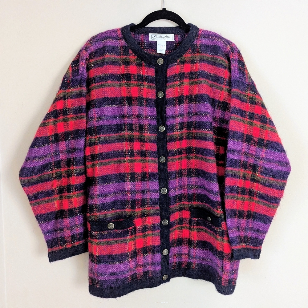 Vintage 1990s  Mohair Blend Cardigan Women's Size L by Barbra Sue